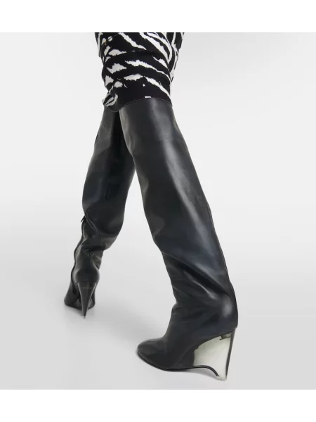 Cizme Alaïa din piele negru