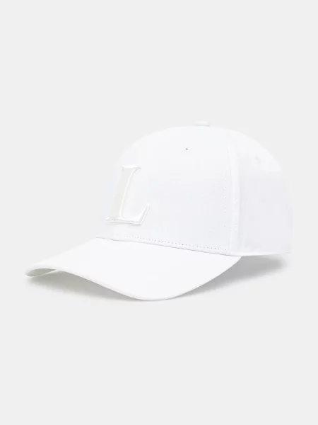 Шапка с козирка Lacoste тъмносиньо с апликация бяло