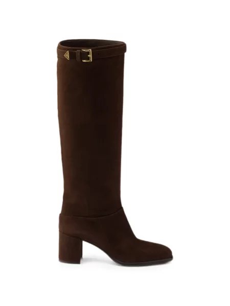 Botine Prada din piele de căprioară maro