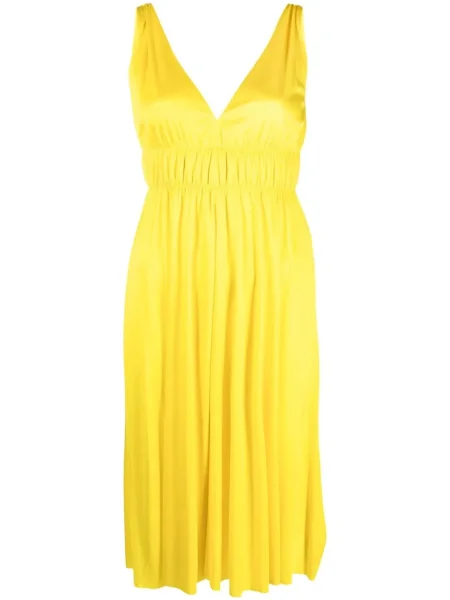 Rochie P.a.r.o.s.h. cu decolteu în V de costum galben