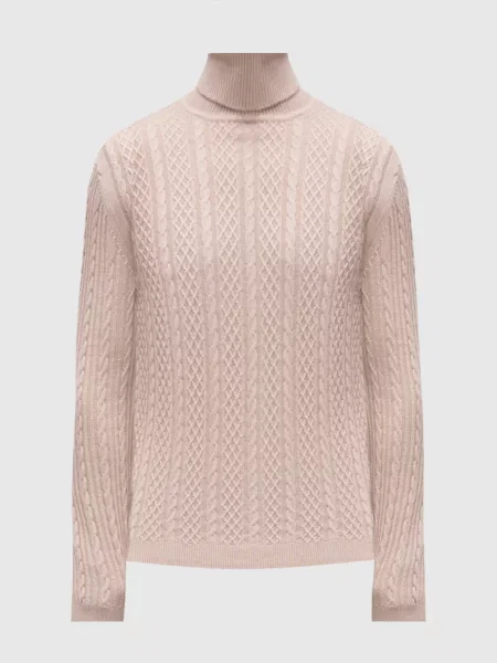 Светр з вовни з фактурним візерунком Daniele Fiesoli бежевий