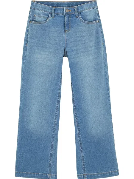 Jeansy wide leg średni stan niebieskie
