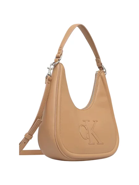 Kabelka Calvin Klein Bold Ck Small Crescent béžová