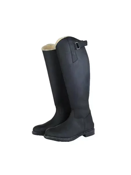 Skórzane buty do jazdy konnej HKM Flex Country Normal czarne