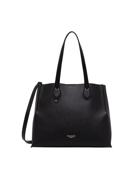 Twinset torebka tote z imitacji skóry czarna