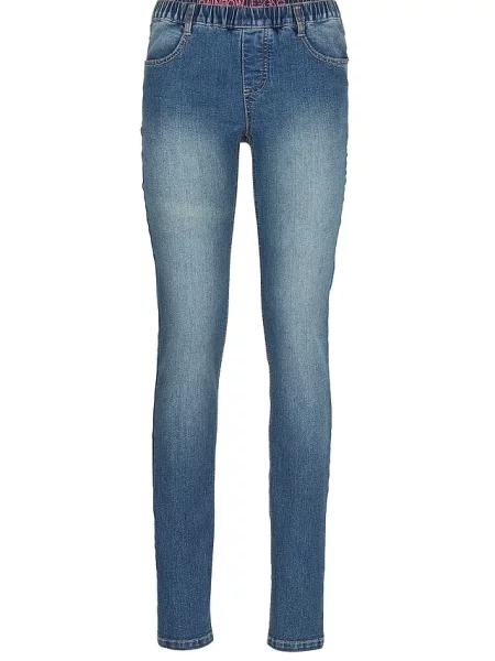 Dżinsy Skinny mid waist z wygodnym paskiem niebieskie