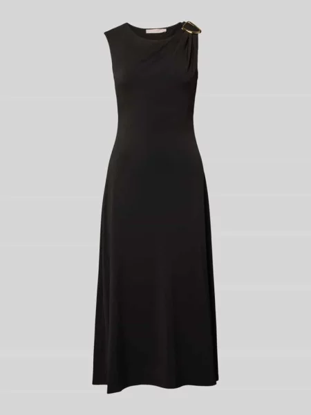 Sukienka midi z aplikacją na ramieniu Christian Berg Woman Selection czarna