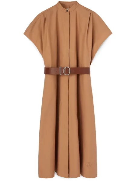 Cu centură rochie tip cămașă Jil Sander maro