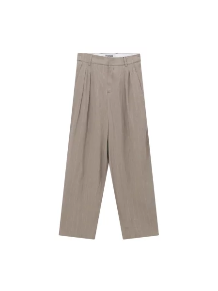 Lniane spodnie Rossi beżowe