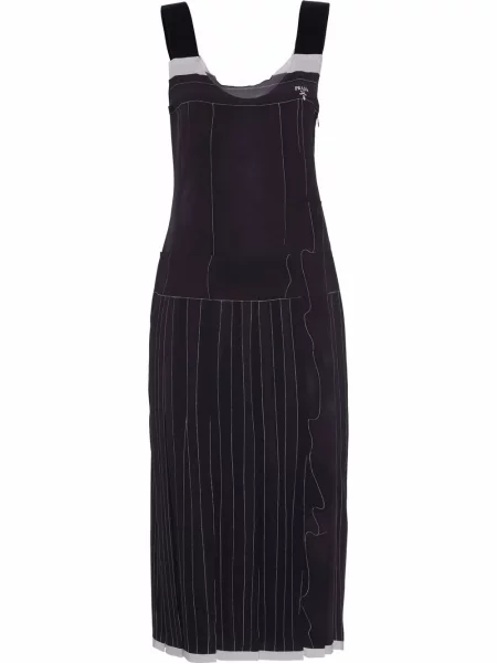 Rochie midi Prada de mătase fără mâneci până la genunchi negru