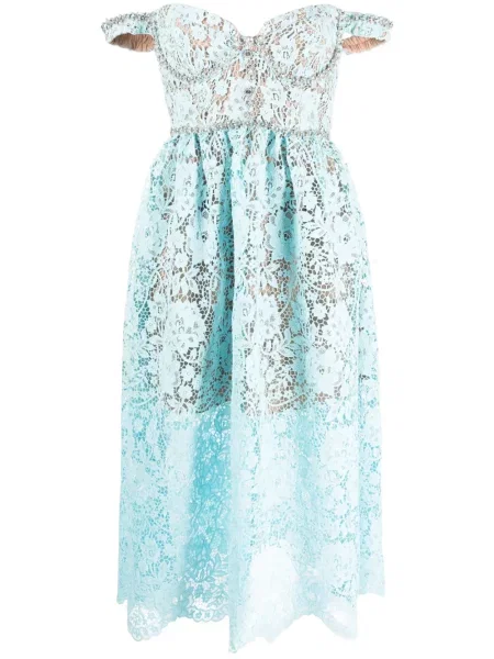 Rochie Self-portrait din dantelă de costum albastru