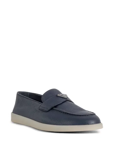 Pantofi loafer Prada din piele cu autograf albastru