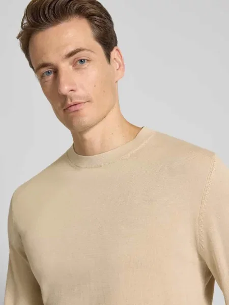 Sweter z dzianiny o kroju regular fit z czystej bawełny model ‘RAVI’ Selected Homme biały