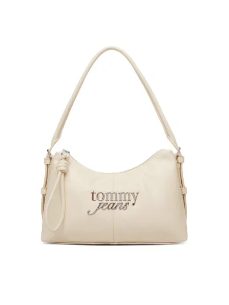 Geantă Tommy Jeans Metal Logo Shoulder Bag alb