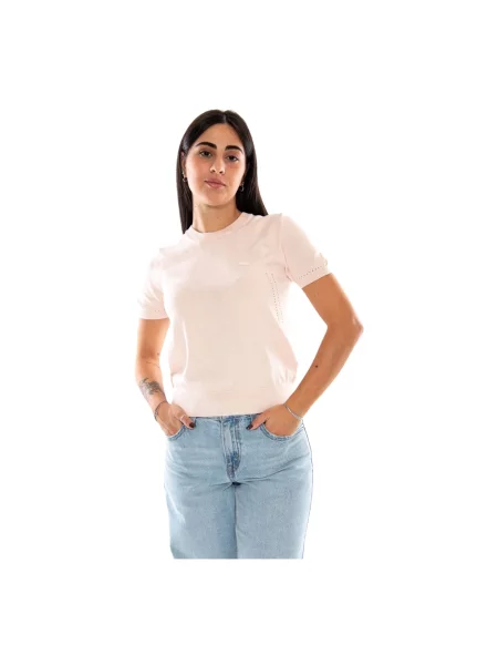 Sweter Lacoste z krótkim rękawem różowy