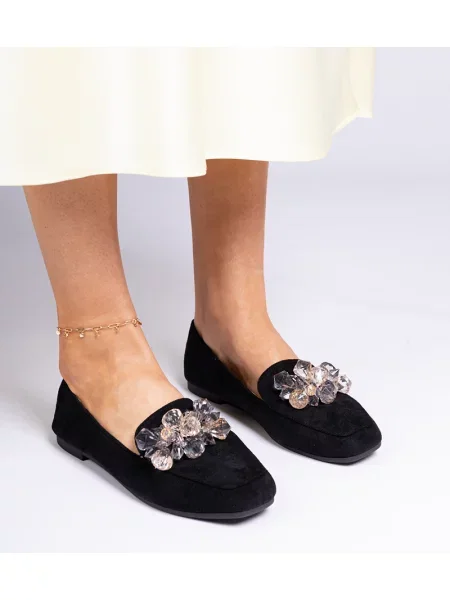 Loaferke D/ceo s kristali črna