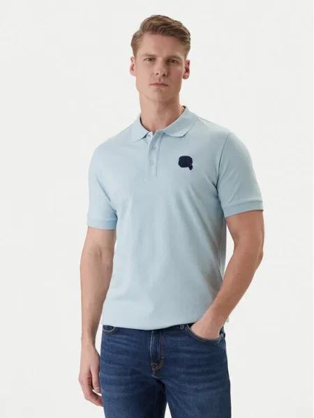 KARL LAGERFELD Tricou polo celest albastru