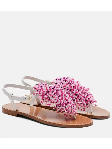 Sandale Pucci cu broderie din piele roz