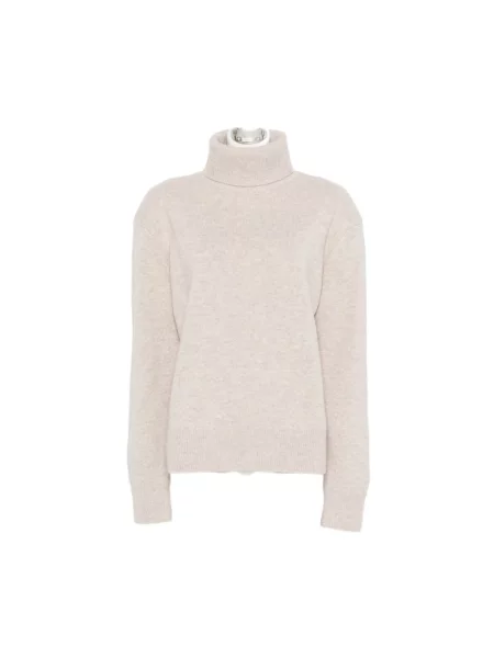 Sweter z golfem The Frankie Shop wełniany beżowy