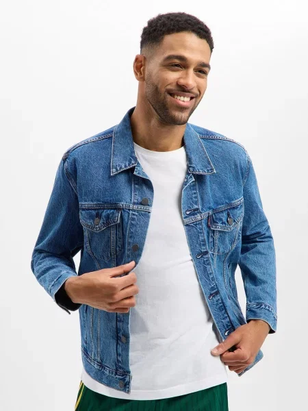 Levi's kurtka jeansowa Mężczyźni jednolity S niebieski