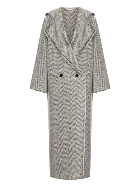 Palton Alberta Ferretti cu model herringbone alb