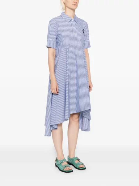 Rochie Marni cu broderie cu dungi albastru