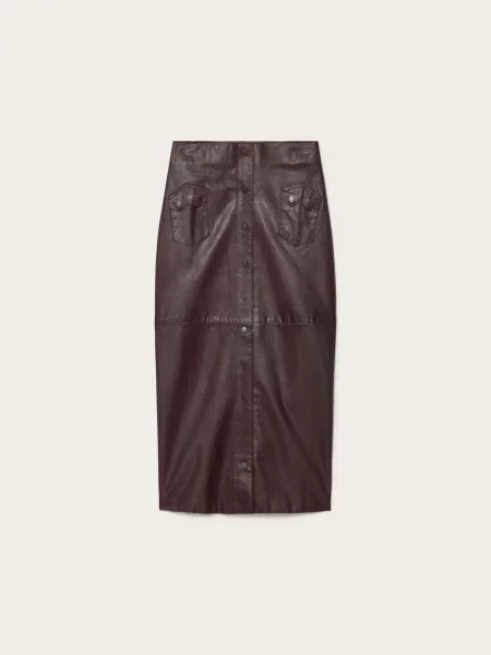 Кожаная юбка All Saints красная