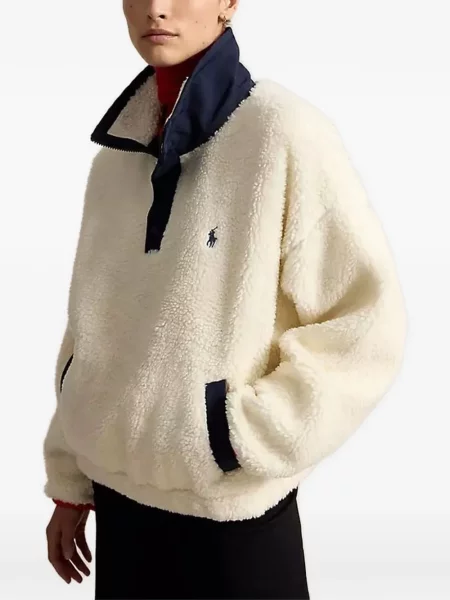 Tricou polo Polo Ralph Lauren din fleece albastru
