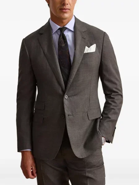 Costum Ralph Lauren Purple Label de lână în carouri gri