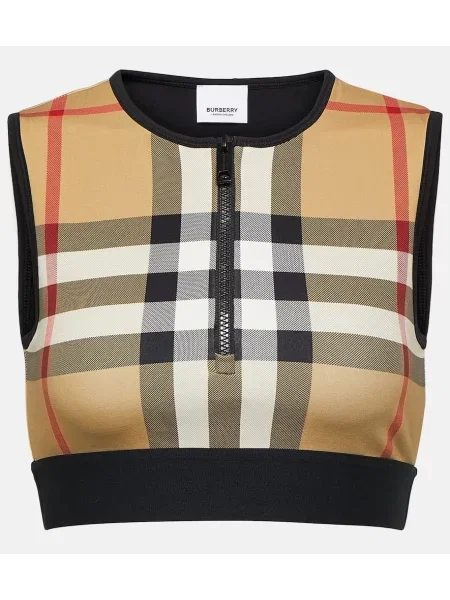 Top Burberry w kratę z dżerseju czarny