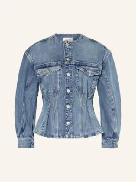 Frame Kurtka Dżinsowa The Nipped Collarless Jacket blau