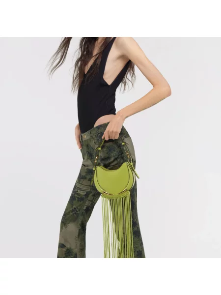 Torebka Roberto Cavalli z frędzli zielona