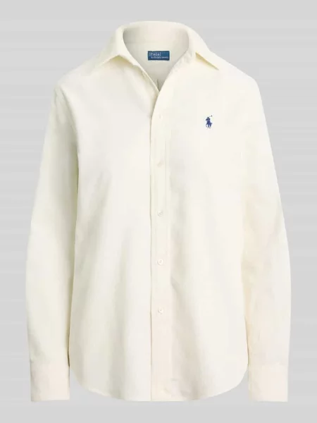 Bluzka koszulowa z wyhaftowanym logo Polo Ralph Lauren biała