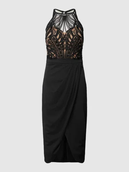 Sukienka koktajlowa z koronką szydełkową Lipsy czarna