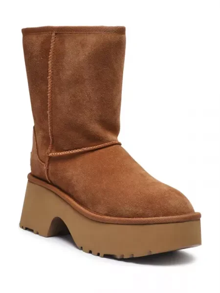 UGG Bőr hótaposó CLASSIC SHORT NEW HEIGHTS gyapjú hozzáadásával bézs