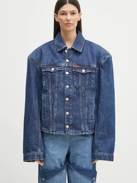 Traper jakna Martine Rose Extreme Shoulder Denim tamno za prijelazno razdoblje oversize plava