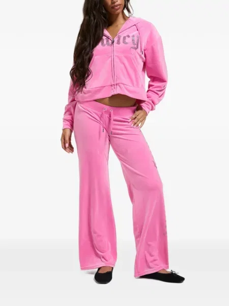 Кристал подрязан суичър с качулка Juicy Couture розово