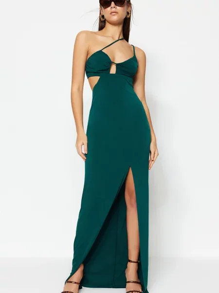 Lung rochie de seară Trendyol verde