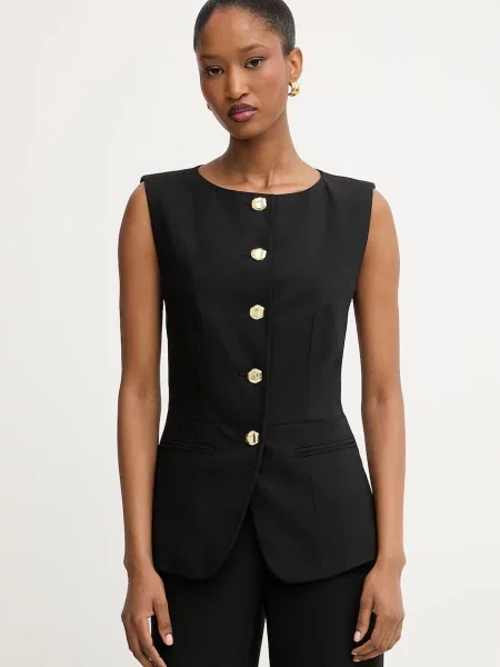 Morgan vestă cu un singur rând de pentru femei cu vâscoză negru