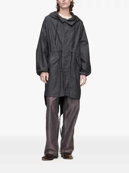 Geacă parka Maison Margiela cu glugă cu cordon gri