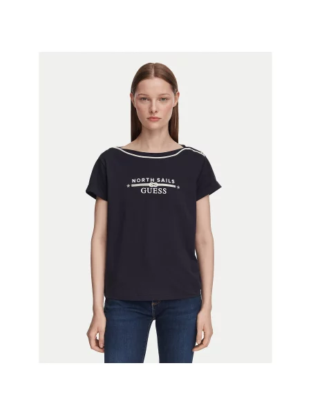 Guess Marškinėliai Tamsiai Regular Fit mėlyna