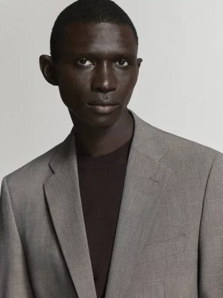 Marynarka garniturowa Milan slim fit Mężczyzna 48 MANGO MAN brązowy