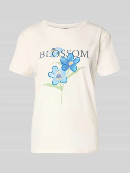 T-shirt z nadrukiem z motywem i okrągłym dekoltem Jake*s Casual biała