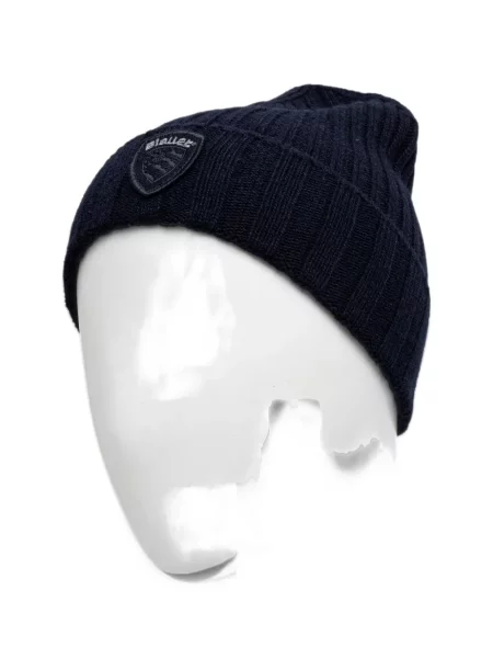 Dzianinowa czapka Blauer z logo niebieska