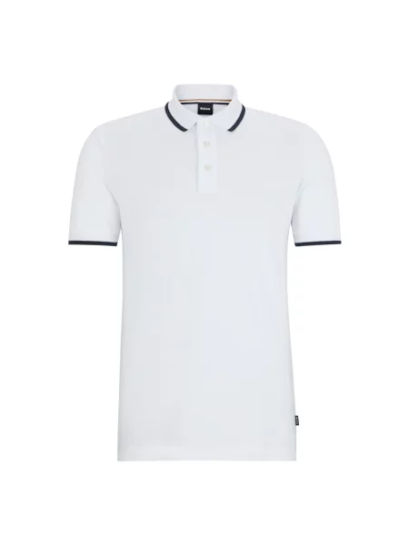 Koszulka polo Hugo Boss z nadrukiem klasyczna ze stójką biała