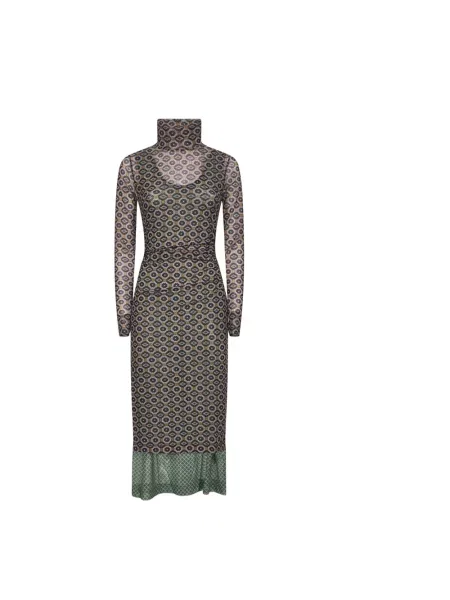 Sukienka Dries Van Noten z siateczką z siateczki brązowa