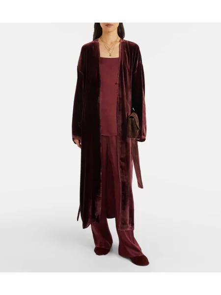 Pantaloni Asceno din satin bordo