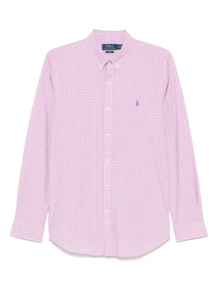 Koszula Polo Ralph Lauren do kolan garniturowa w kratkę różowa