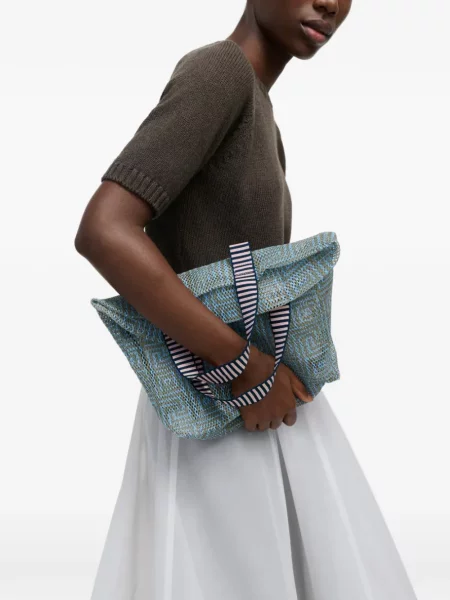 Geantă shopper épice cu imagine cu imprimeu geometric verde