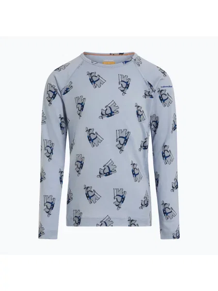 Gyermek Termoaktiv pulóver Icebreaker Merino Oasis Crewe Bear Tour Zinc Blue/Aop. Méret: 5 kék